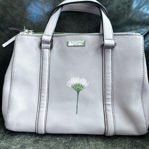 Kate Spade Light Pink Satchel with Floral and butterfly  Design 100% leather